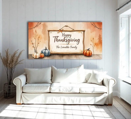Thanksgiving Custom Family Name Canvas Wall Art