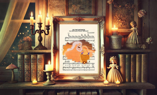 Hercules and Zeus Go The Distance Splatter Sheet Music Art Print