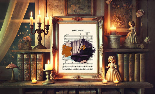 Oliver and Company Jenny and Oliver  Good Company Sheet Music Wall Art — Disney Gift for Music Lovers