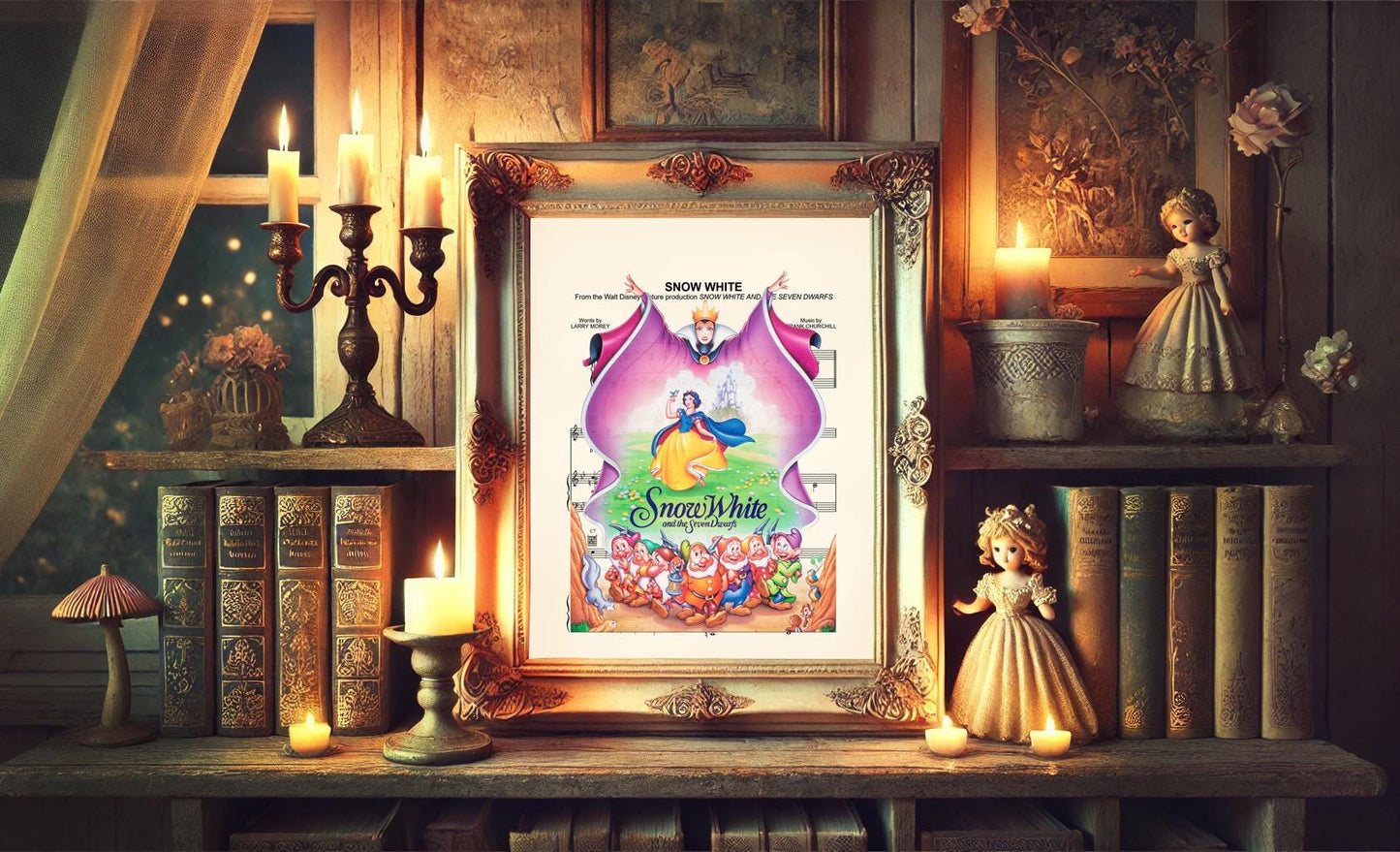 Snow White and the Seven Dwarfs Movie Poster Sheet Music Art Print
