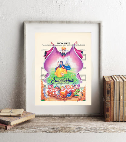 Snow White and the Seven Dwarfs Movie Poster Sheet Music Art Print