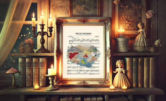 Little Mermaid Sunset Sheet Music Art Print