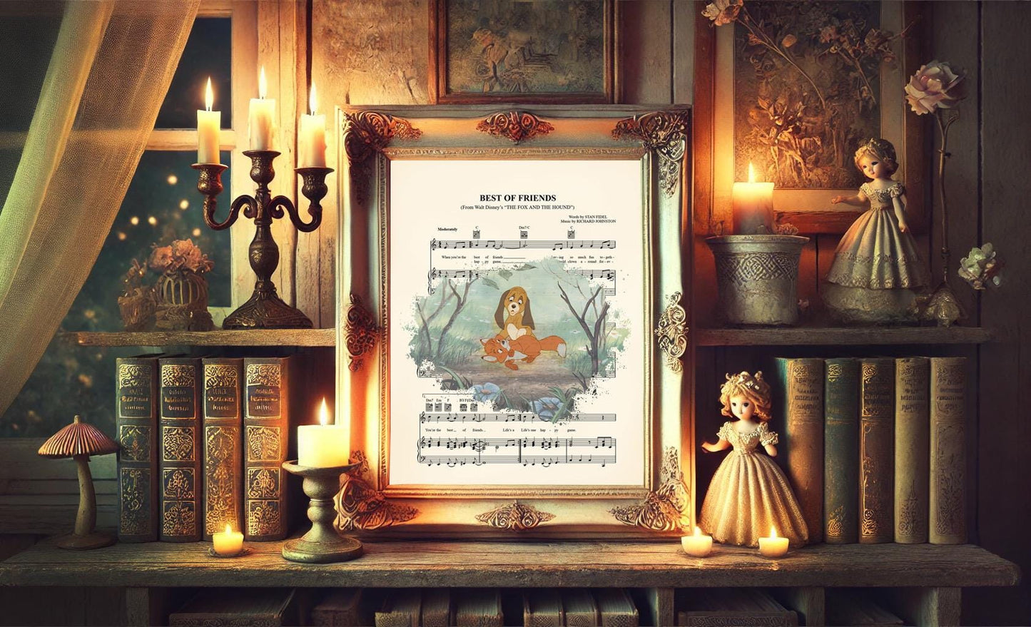 The Fox and the Hound Splatter Disney Sheet Music Art Print