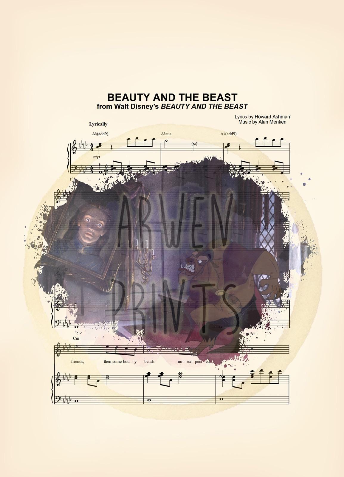 Beauty and the Beast The Beast Splatter Sheet Music Art Print