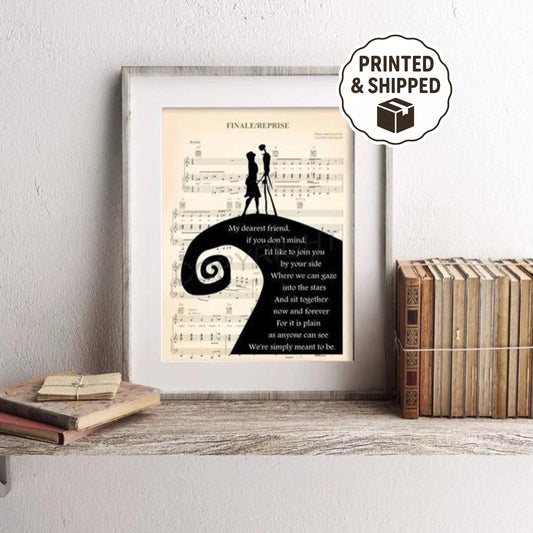 Nightmare Before Christmas Simply Meant To Be Sheet Music Art Print