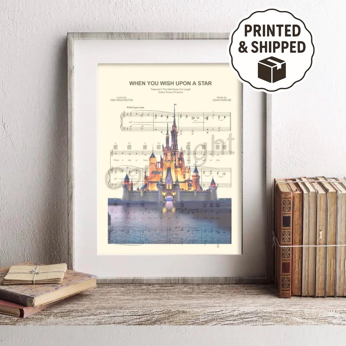 Disney World Cinderella Castle Sheet Music Wall Art — Disney Gift for Music Lovers