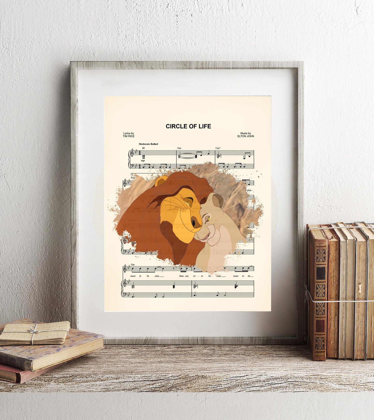 Lion King Mufasa and Sarabi Circle of Life Sheet Music Art Print