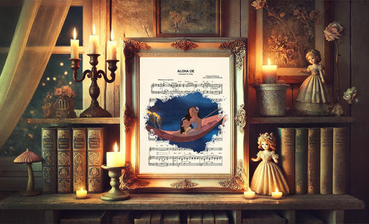 Lilo and Nani  Aloha Oe Sheet Music Wall Art — Disney Gift for Music Lovers