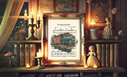 Oliver and Company Splatter Why Should I Worry Sheet Music Art Print
