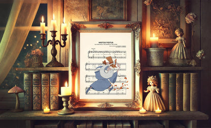 Sword in the Stone Merlin with Airplane Higitus Figitus Sheet Music Wall Art — Disney Gift for Music Lovers