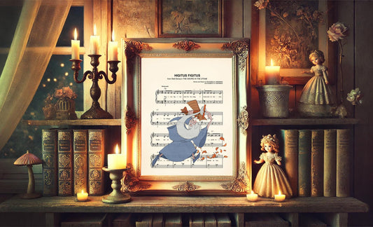 Sword in the Stone Merlin with Airplane Higitus Figitus Sheet Music Wall Art — Disney Gift for Music Lovers