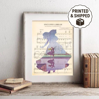 Sleeping Beauty Aurora Silhouette Once Upon A Dream Sheet Music Art Print