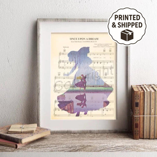 Sleeping Beauty Aurora Silhouette Once Upon A Dream Sheet Music Art Print