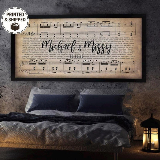 Song Lyric on Canvas, Lyric canvas, Personalized Gifts, Valentine’s Day, Music Couple Names and Date Canvas Art Print