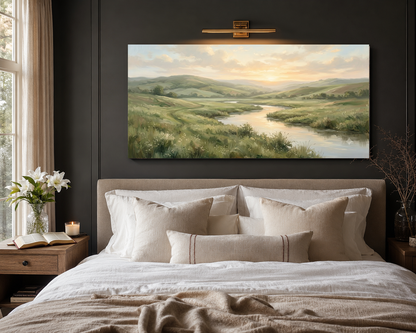 Psalm 23 canvas above bed room mockup