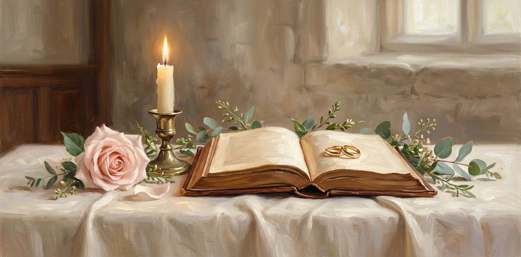 Wedding officiant still life devotional art