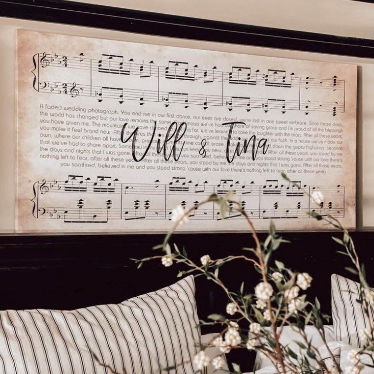 Song Lyrics on Canvas Custom Wall Art Couples - Ready to Hang