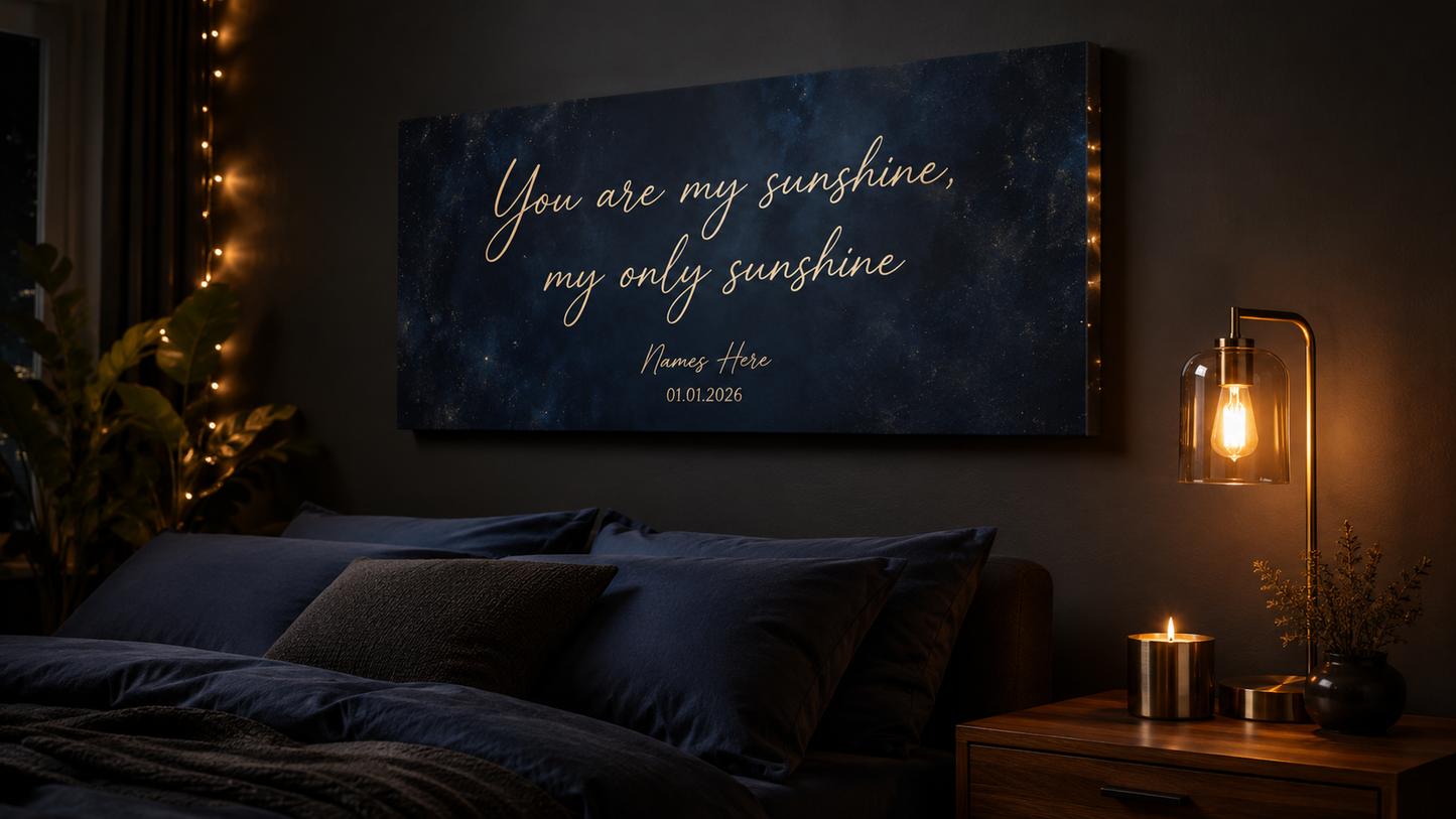 Song Lyric Canvas — dark room angle staged mockup (draft preview)