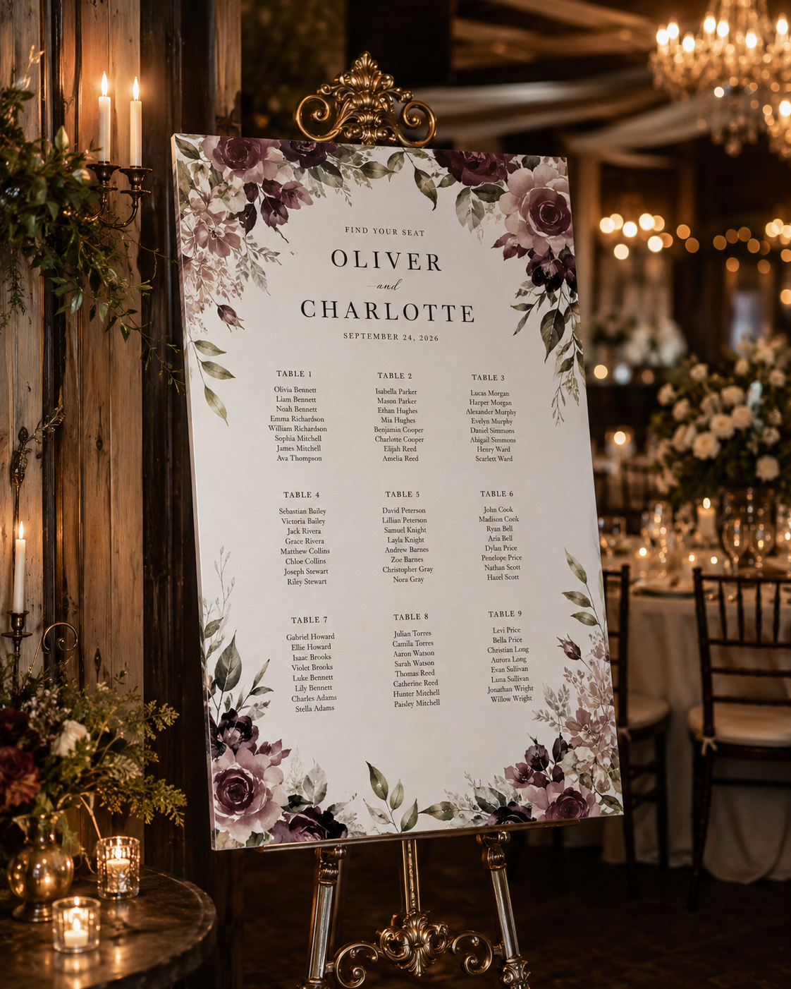 Personalized wedding seating chart