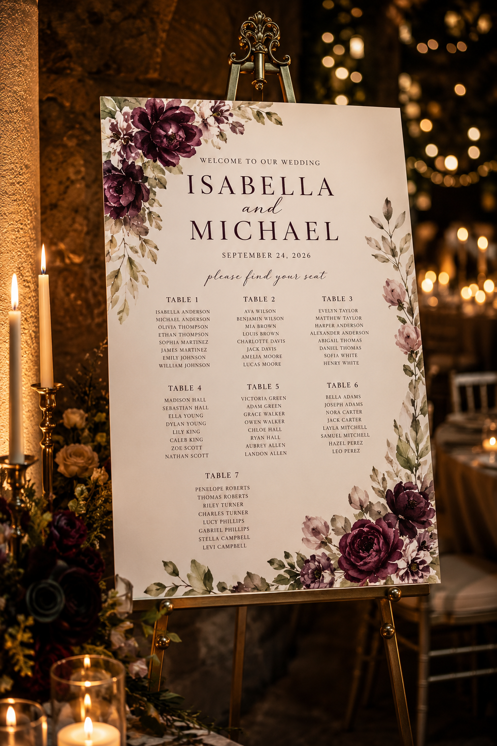 Christian wedding seating chart