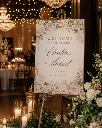 Wedding brunch welcome sign