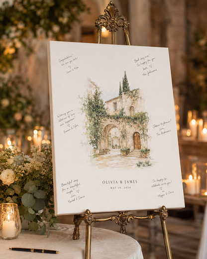 Photo wedding guest book canvas