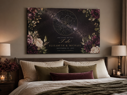 Wedding star map night sky canvas
