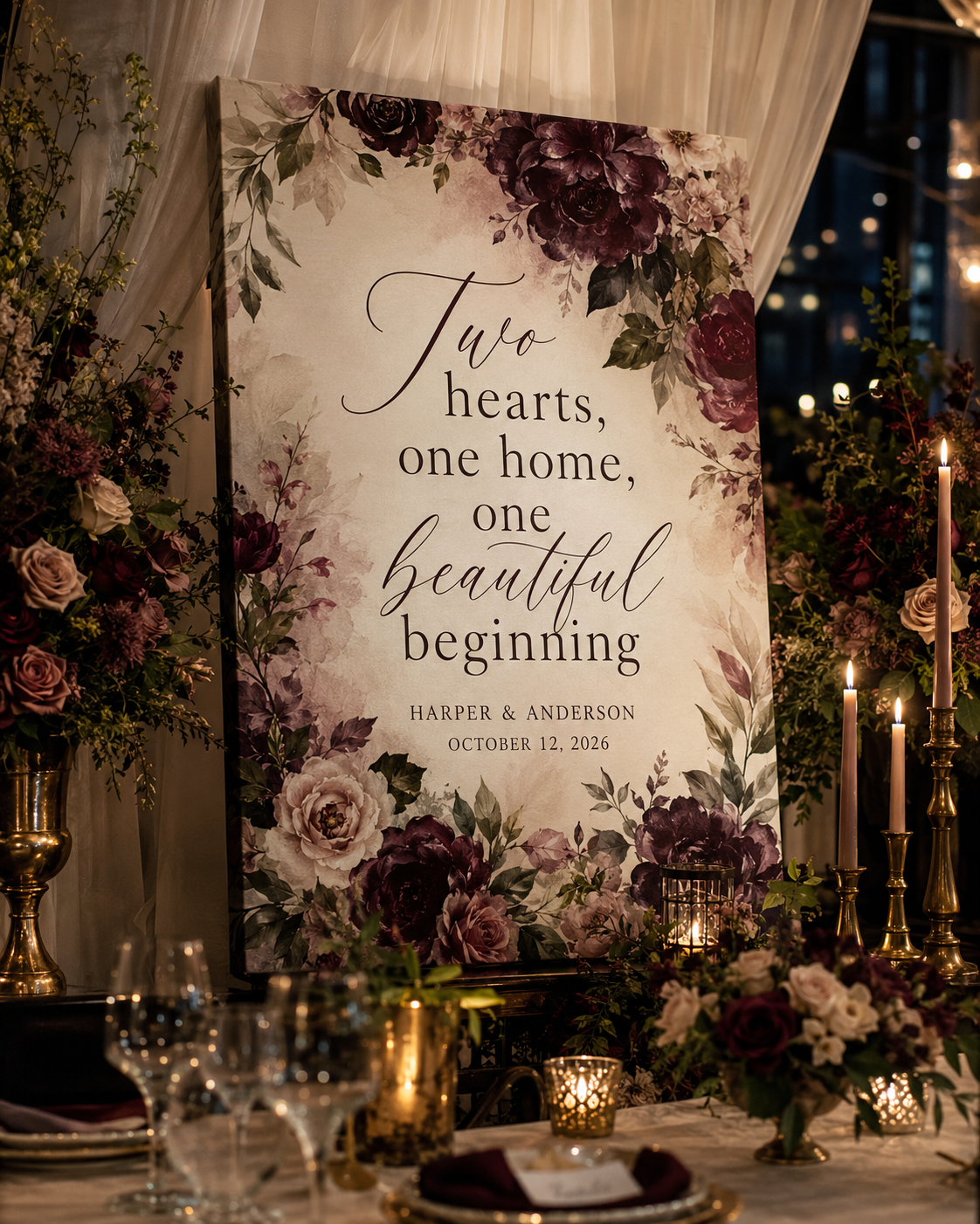 Wedding backdrop quote sign