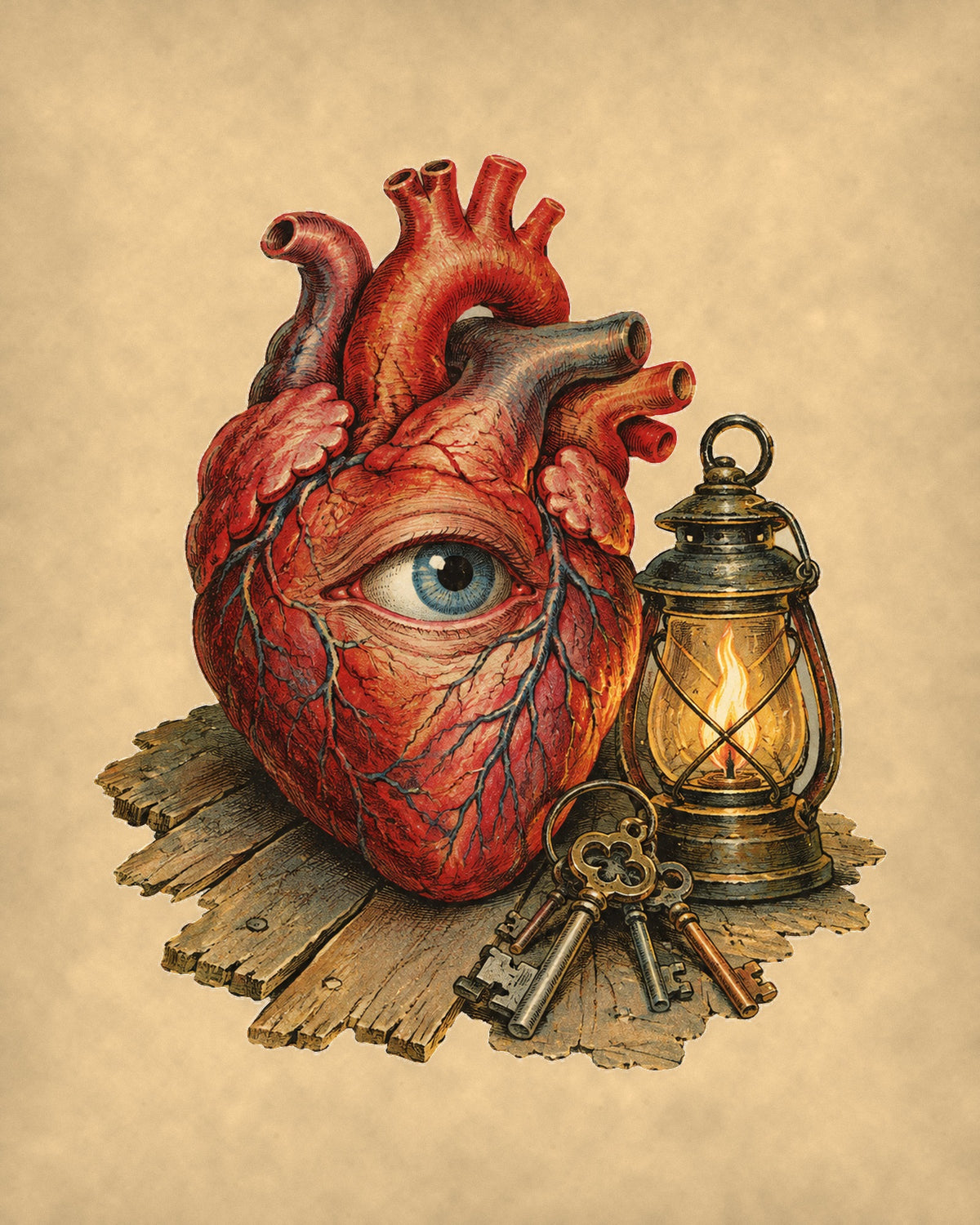 Tell-Tale Heart vintage 8x10 print on warm parchment