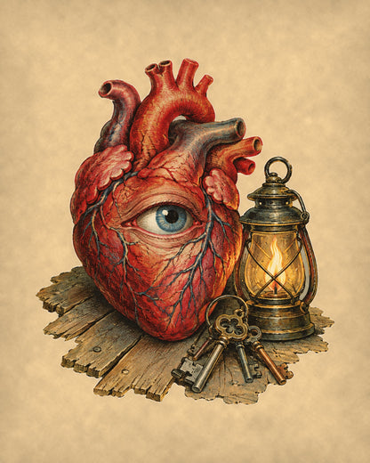 Tell-Tale Heart vintage 8x10 print on warm parchment