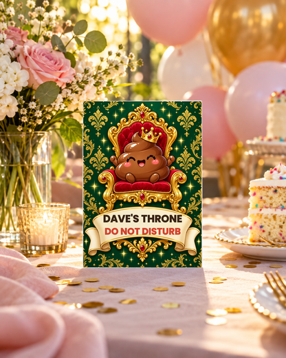 Dad's Throne card on a celebration table