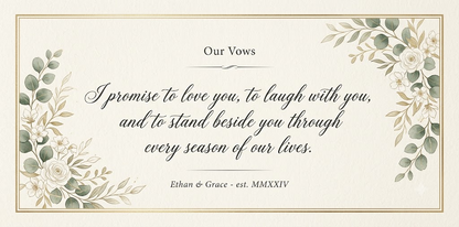 Custom wedding vows calligraphy keepsake typography art