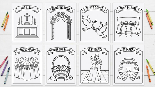 Wedding kids ceremony coloring activity book preview