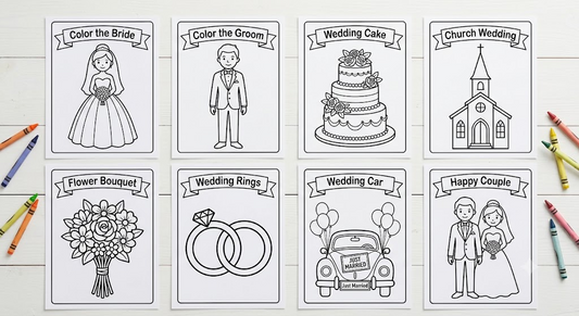 Wedding kids table coloring book activity sheets preview
