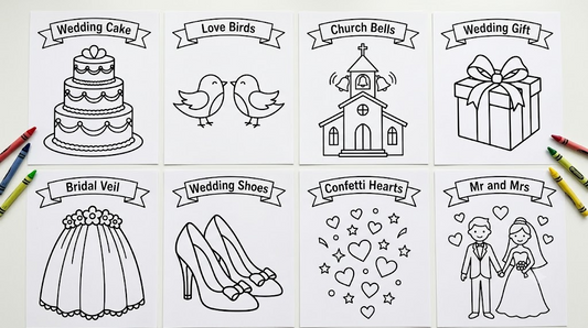 Wedding kids coloring placemat activity sheets preview